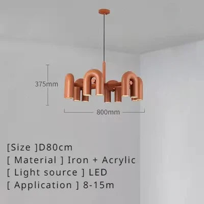 Nordic Macaron U-Shaped LED Chandelier – Creative Pendant Light for Living Room, Kitchen, Office & Loft Spaces - Image 14
