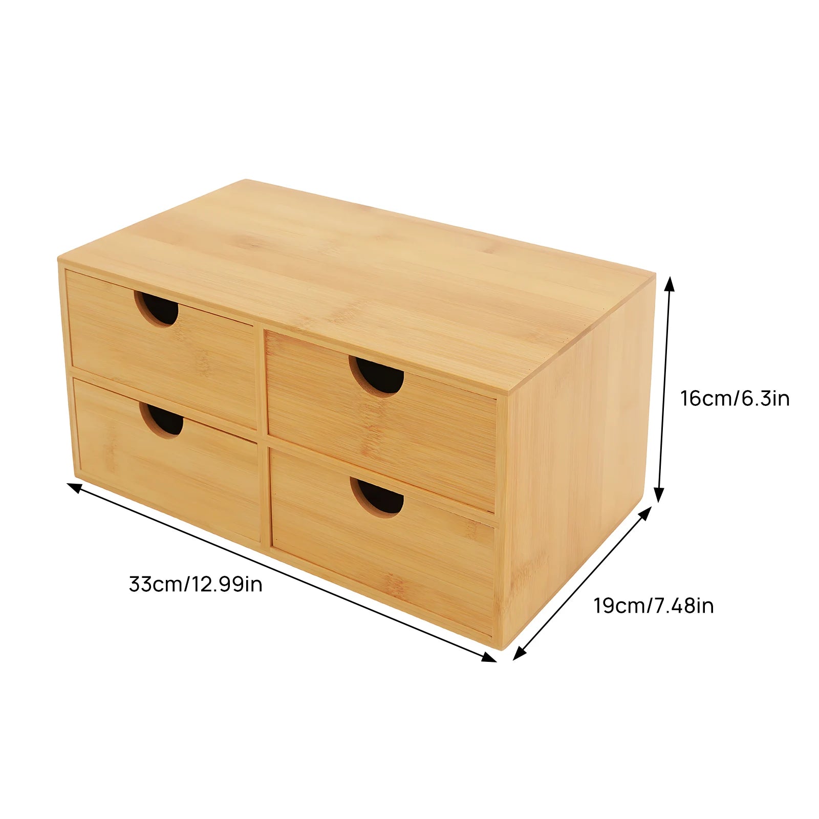 2/4-Drawer Mini Bamboo Desk Organizer – Tabletop Storage Box for Office, Home, Toiletries & Supplies - Image 6