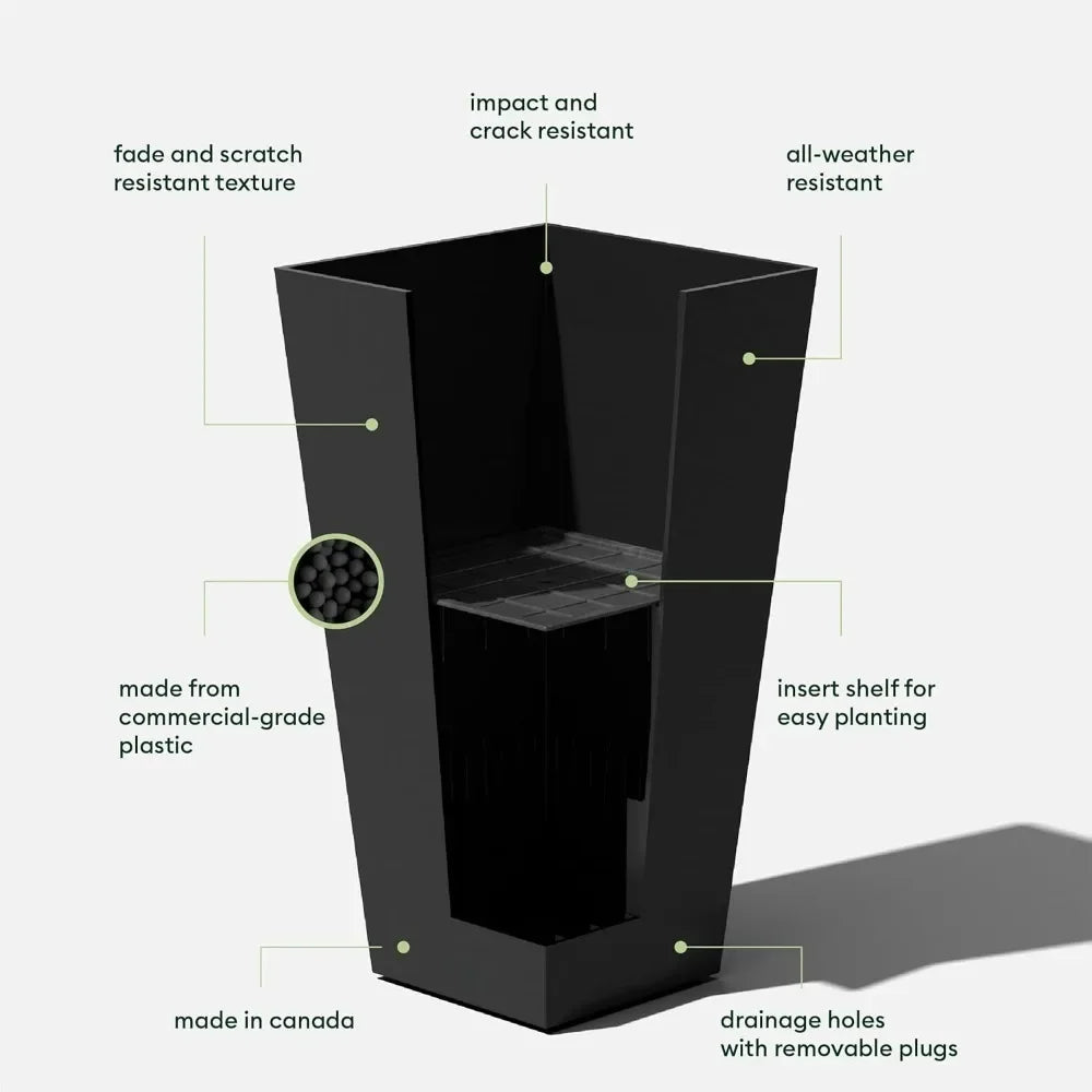 Indoor/Outdoor Taper Planter – Set of 2 (30 Inch Tall) Modern Garden Pots - Image 3